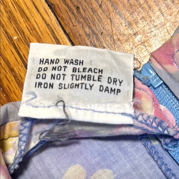 LAURA ASHLEY VTG Women's Blue Pink Yellow Floral Tiered Midi Dress Cotton Size 8 - Picture 3 of 10